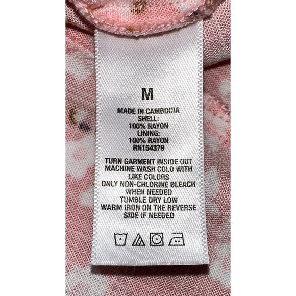 Aeropostale Pink Floral Dress Size Medium Fit Flare Coral Flowers Off Shoulder - Picture 4 of 5